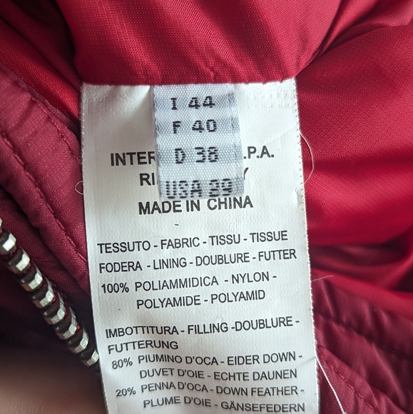 Marithé + Francois Gerbaud Deep Red Down Filled Winter Parka Jacket Size INT 44 - Picture 4 of 4